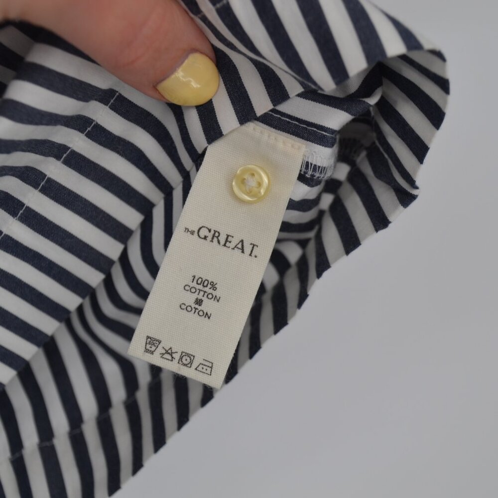 The Great Atlas Button Up Shirt and Field Midi Skirt Set Navy Stripe Womens 1 S - Picture 7 of 15